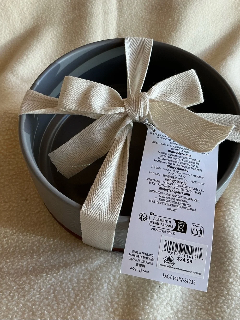 Disney Mickey Embossed Stoneware Bowl with Wooden Base NWT